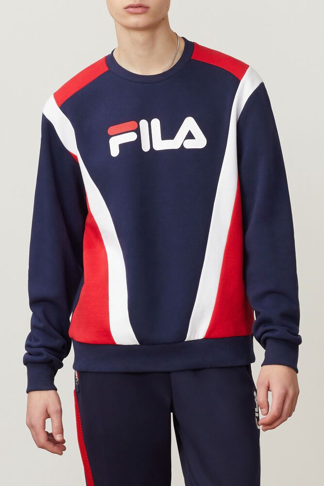 Fila Sweatshirt Mens Navy - Juda Crew - Philippines 5142093-ES